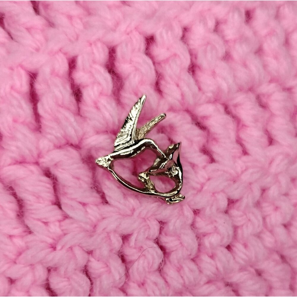 Ballou Regd Vintage Hummingbird Flower Lapel Pin Brooch Bird Jewelry Gold Tone 1